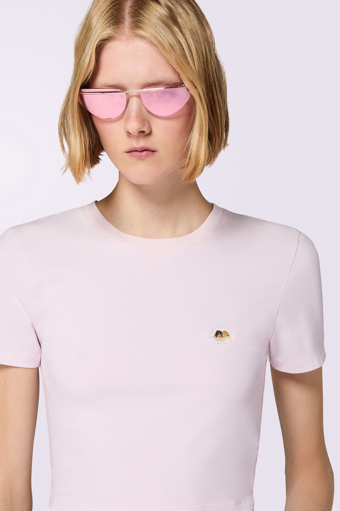 Angels Patch Cropped T-Shirt Pink